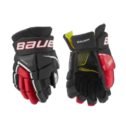 Bauer Supreme 3S Hockey Gloves, Junior, Black/Red