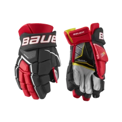 Bauer Supreme 3S Hockey Gloves, Senior, Black/Red