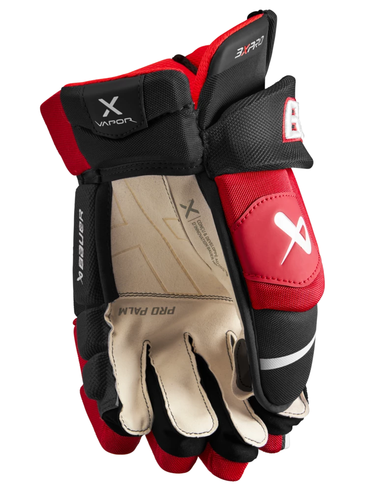 Bauer Vapor 3X Pro Hockey Gloves, Senior, Black/Red