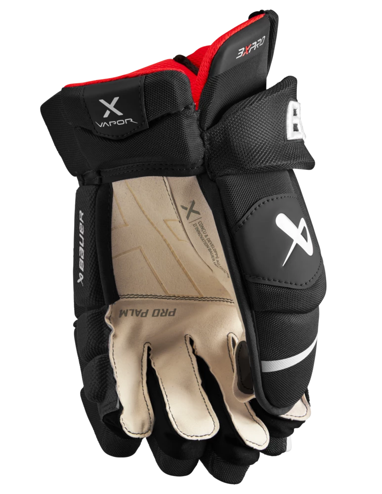 Bauer Vapor 3X Pro Hockey Gloves, Senior, Black/White