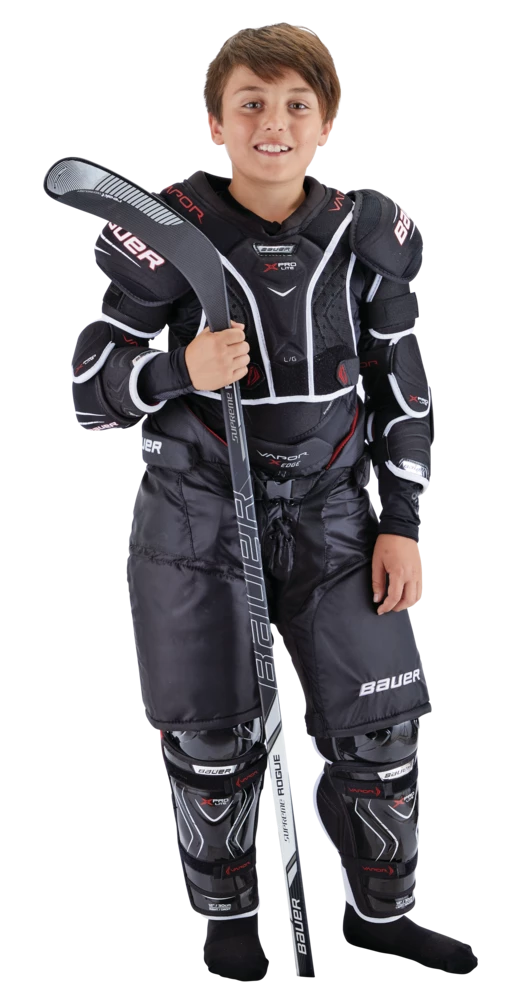 Bauer Vapor X Pro Lite Junior Hockey Shin Guards With Tapered Fit, Hyperlite HD Foam, Black - Image 2