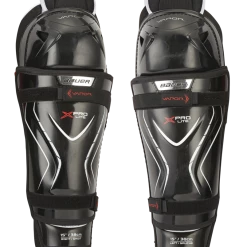Bauer Vapor X Pro Lite Junior Hockey Shin Guards With Tapered Fit, Hyperlite HD Foam, Black