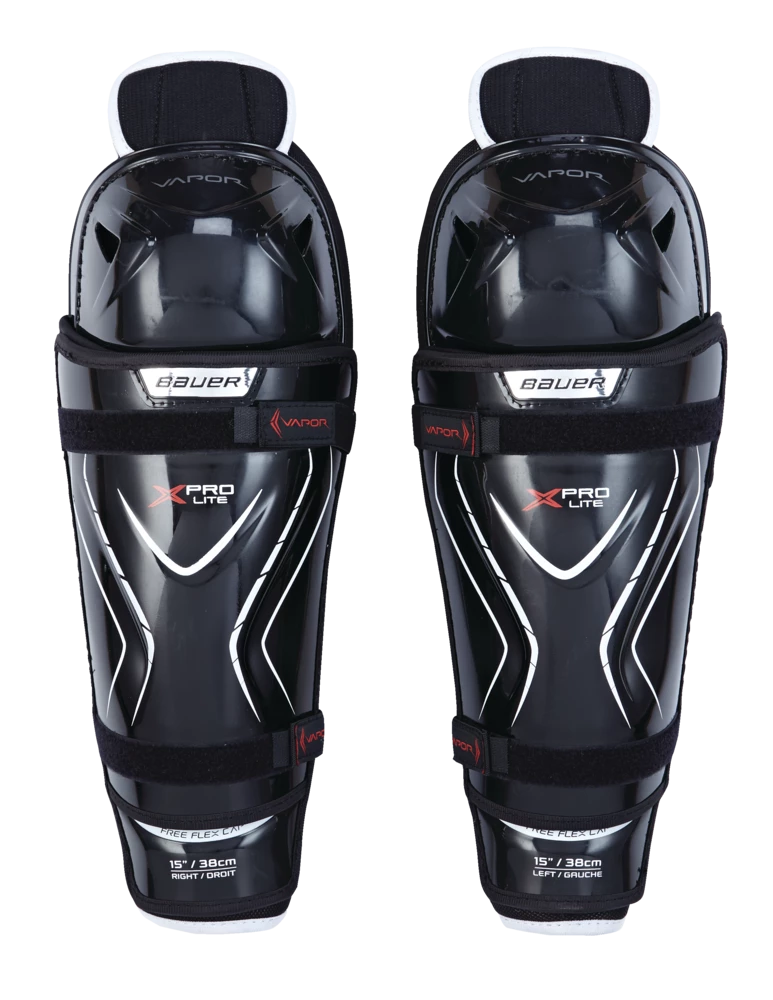Bauer Vapor X Pro Lite Senior Hockey Shin Guards With Tapered Fit, Hyperlite HD Foam, Black