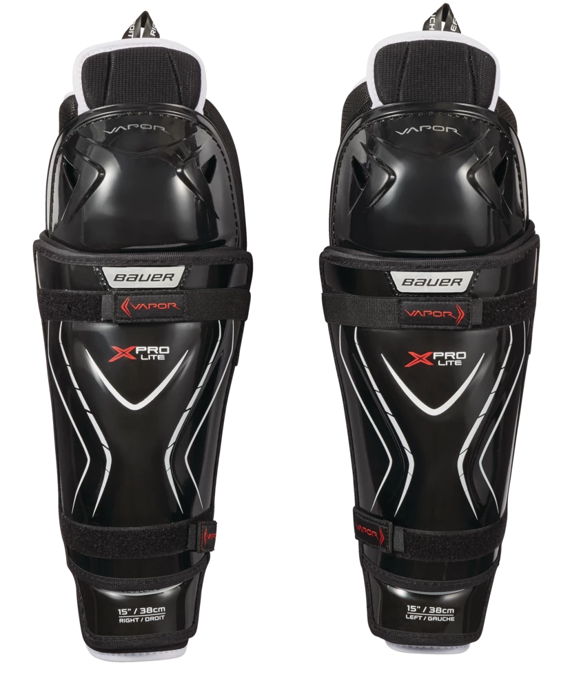 Bauer Vapor X Pro Lite Senior Hockey Shin Guards With Tapered Fit, Hyperlite HD Foam, Black - Image 2