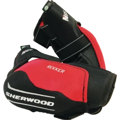 Sherwood REKKER M65 Senior Hockey Elbow Pads, With Full Forearm Coverage, Black & Red
