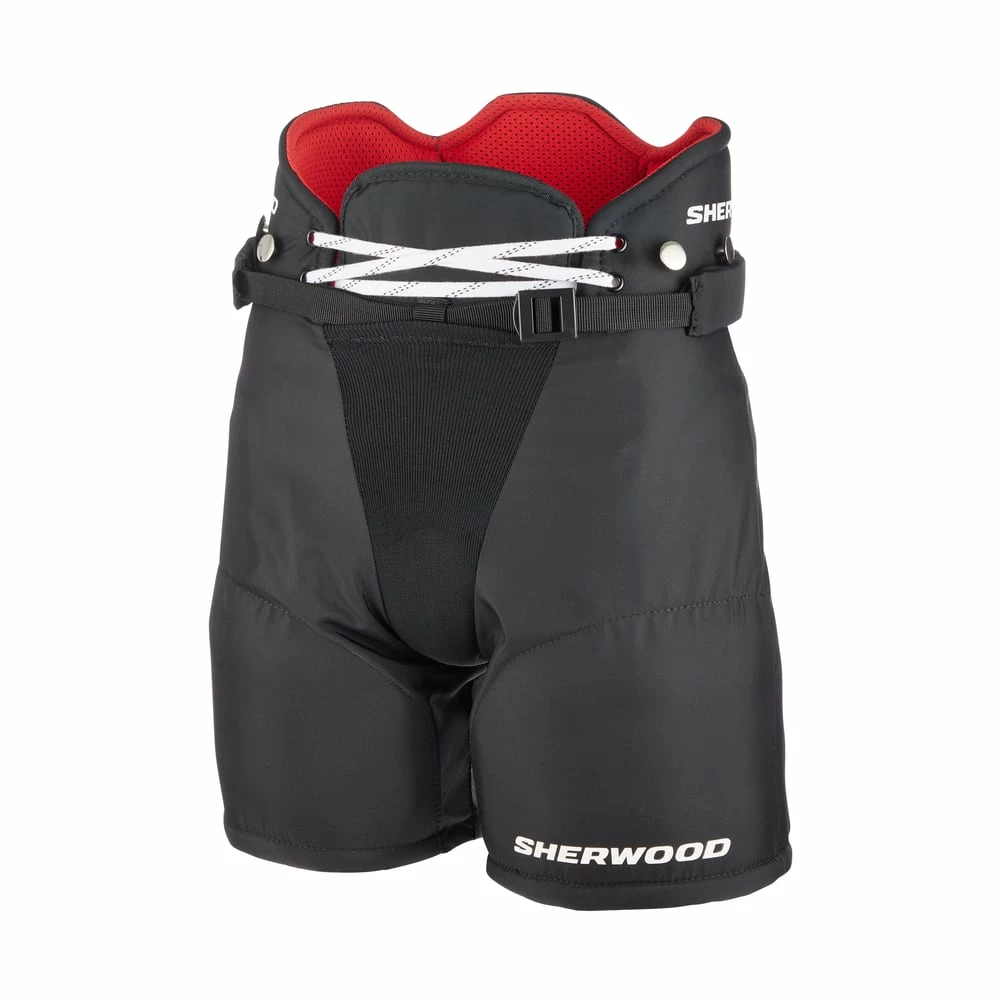 Sherwood REKKER M65 Youth Hockey Pants With Pre-Curved Thigh Protection, Black