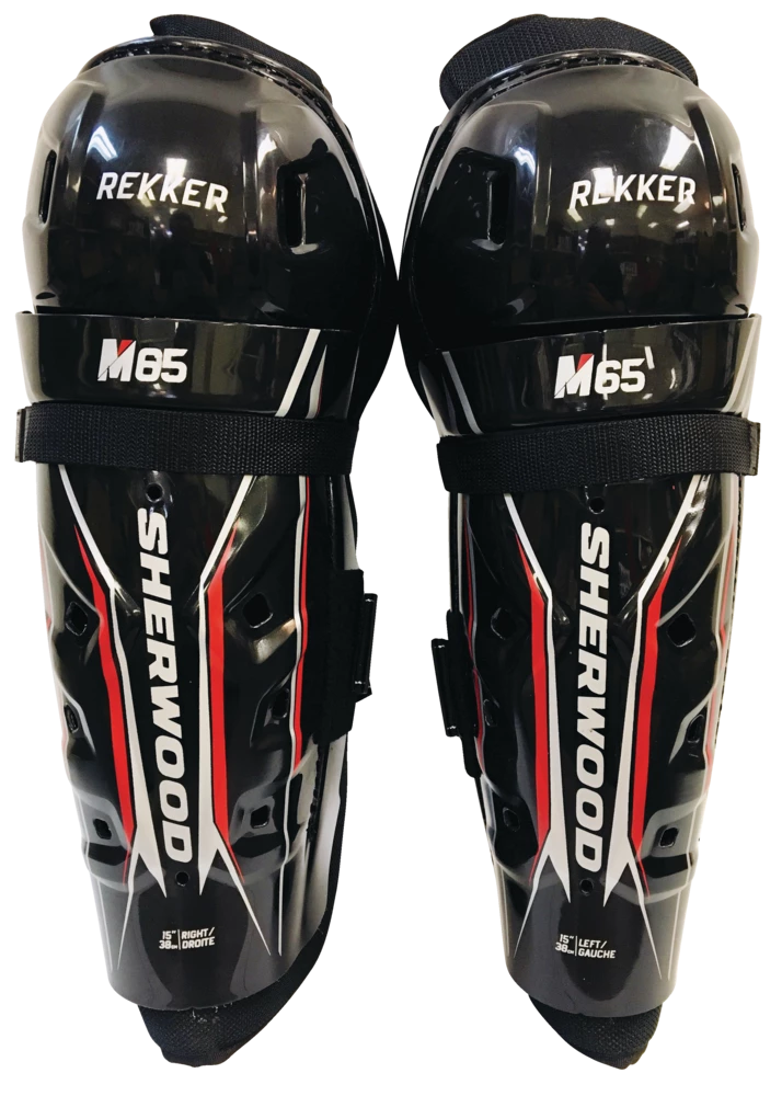 Sherwood REKKER M65 Senior Hockey Shin Guards, Black - Image 4