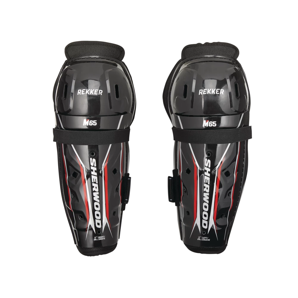 Sherwood REKKER M65 Senior Hockey Shin Guards, Black - Image 2